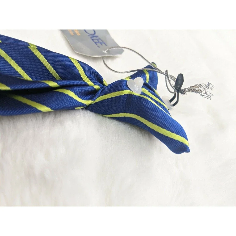 Infant Boys Neck Tie/clip-on 12-24 mo Blue & Green Stripe